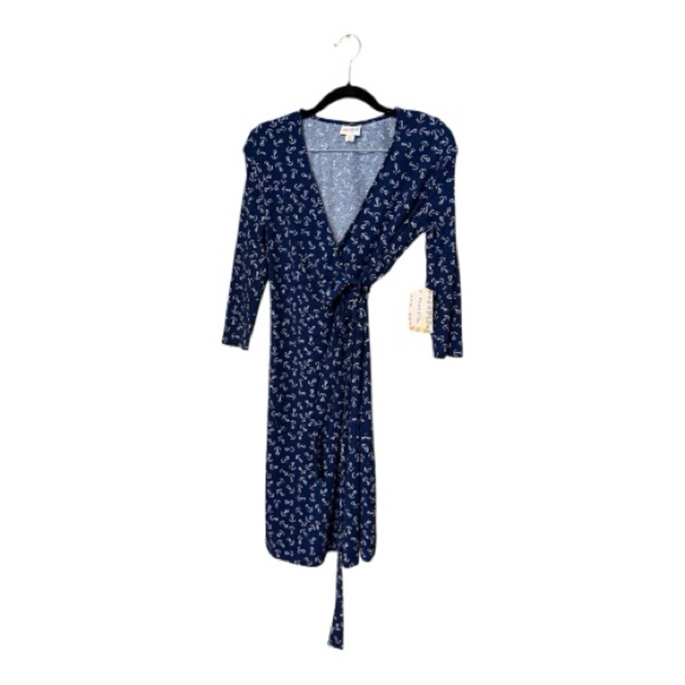LuLaRoe Navy Anchor Long Sleeve Michelle Dress